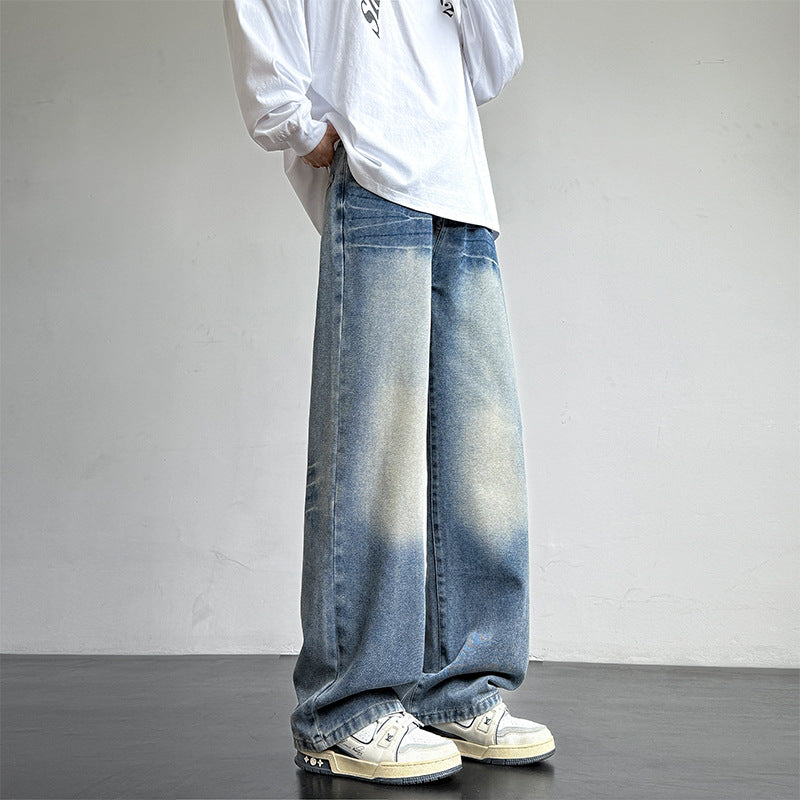 Herren Jeans Weite Bein Relaxed Fit Darkwash