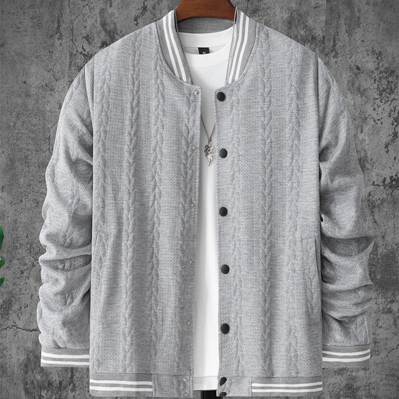 Herren Bomberjacke Sportlich Strickmuster Modern