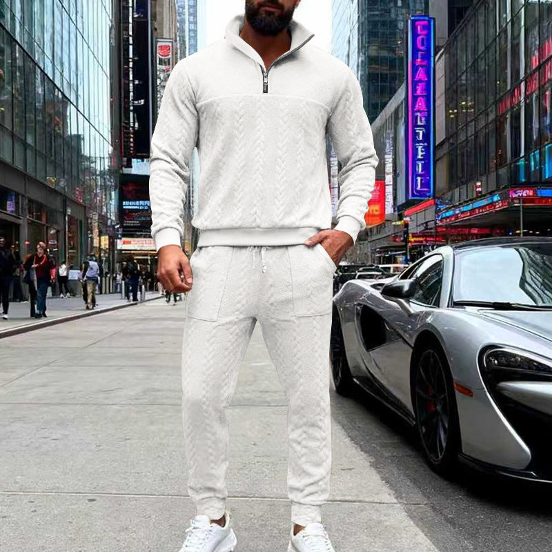 Herren Trainingsanzug Strick mit Taschen und Reißverschluss Sportlich