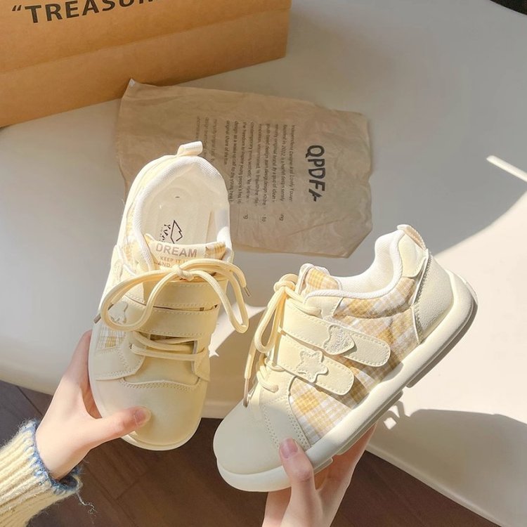 Damen Sneaker Karomuster Komfort Klettverschluss