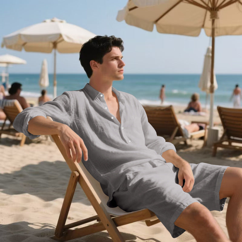 Herren Sommeroutfit Hemd Shorts Leicht