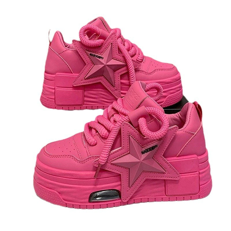 Damen Sneaker Plateau Sternen-Design Komfort Sohle