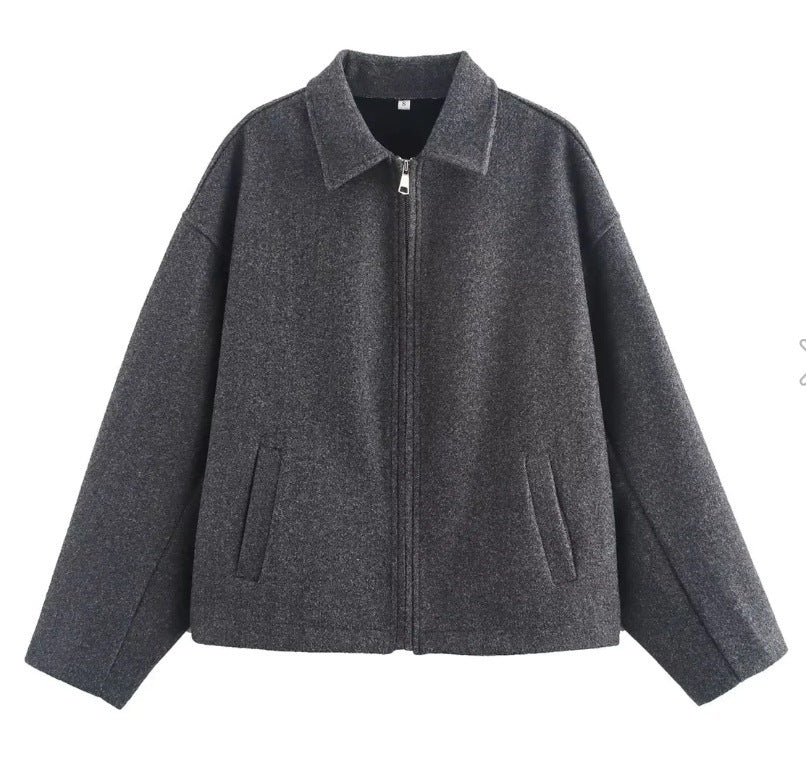 Damen Kurzjacke Lässig Reverskragen Oversized