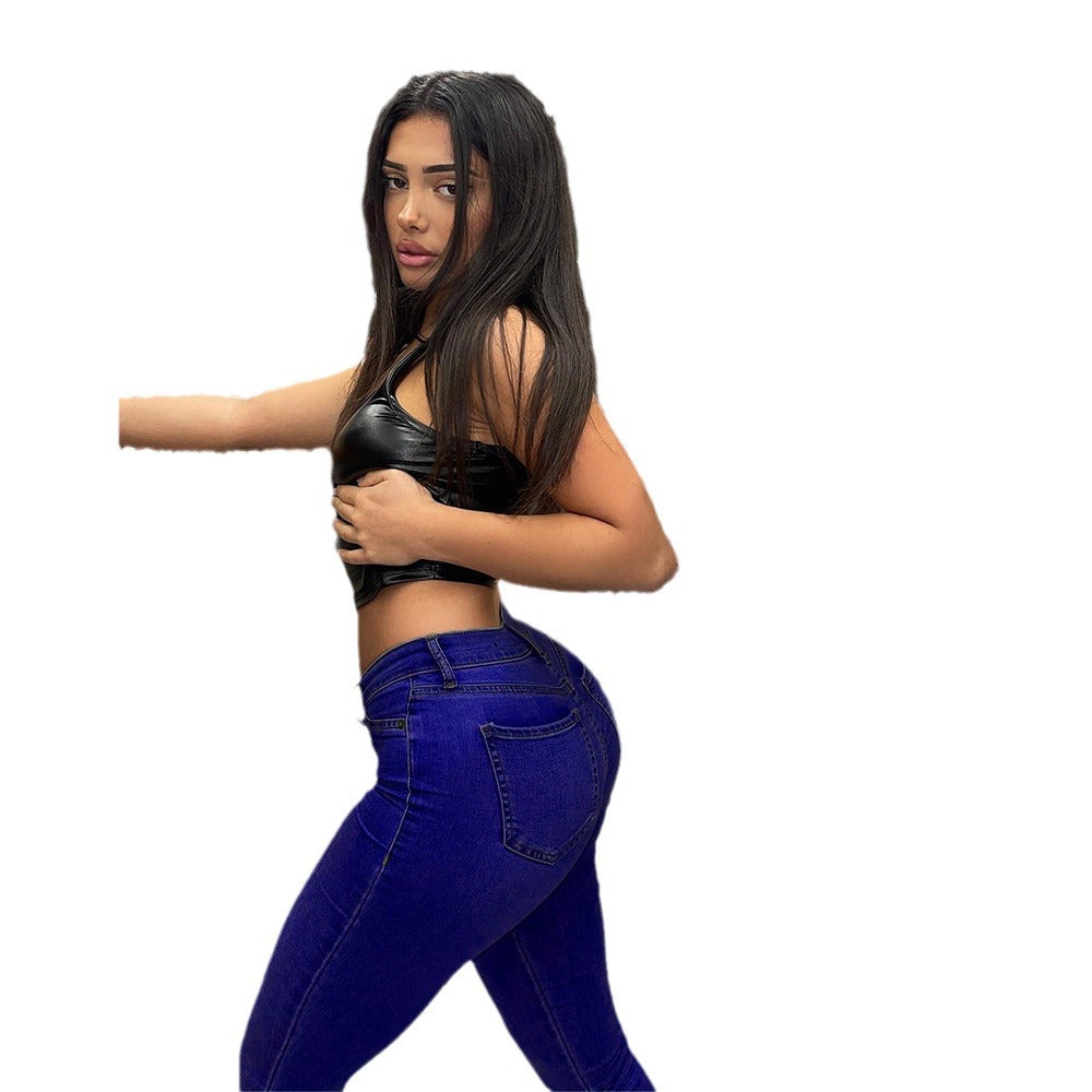Damen Jeans Hochtailliert Stretch Komfortabel