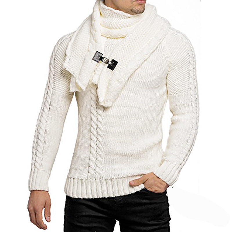 Grobgestrickter Herrenpullover mit Schal Großstadt Chic