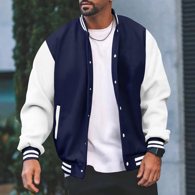 Herren Varsity Jacke Klassisch Mit Kontrast Ärmeln