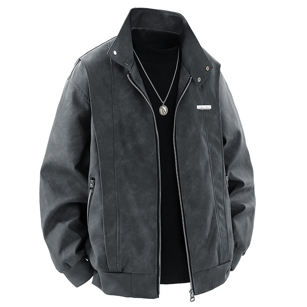 Herren Lederjacke Stehkragen Modern Berlin Style