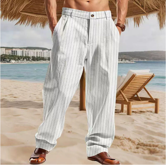 Herren Sommerhose Streifen Leicht Lockere Passform
