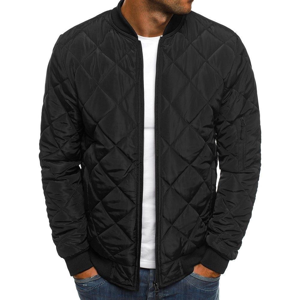 Herren Steppjacke Warm Elastisch Reißverschluss Taschen