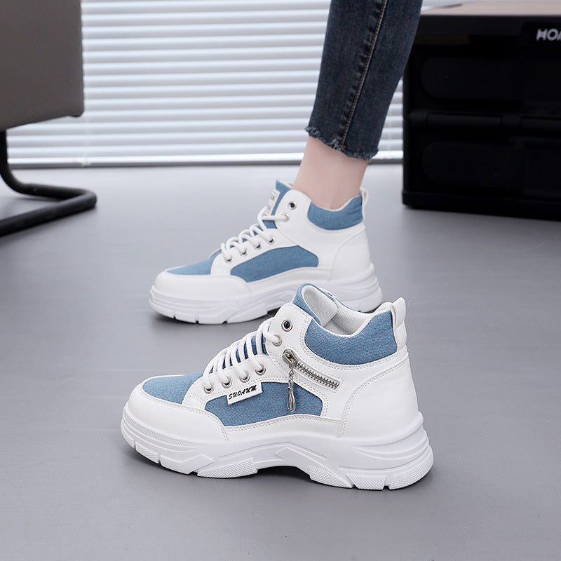 Damen Sneaker High-Top Leopardenmuster Schwarz Trend