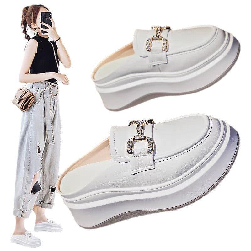 Damen Mules Plateau Schuhe Glitzer Dekor Elegant