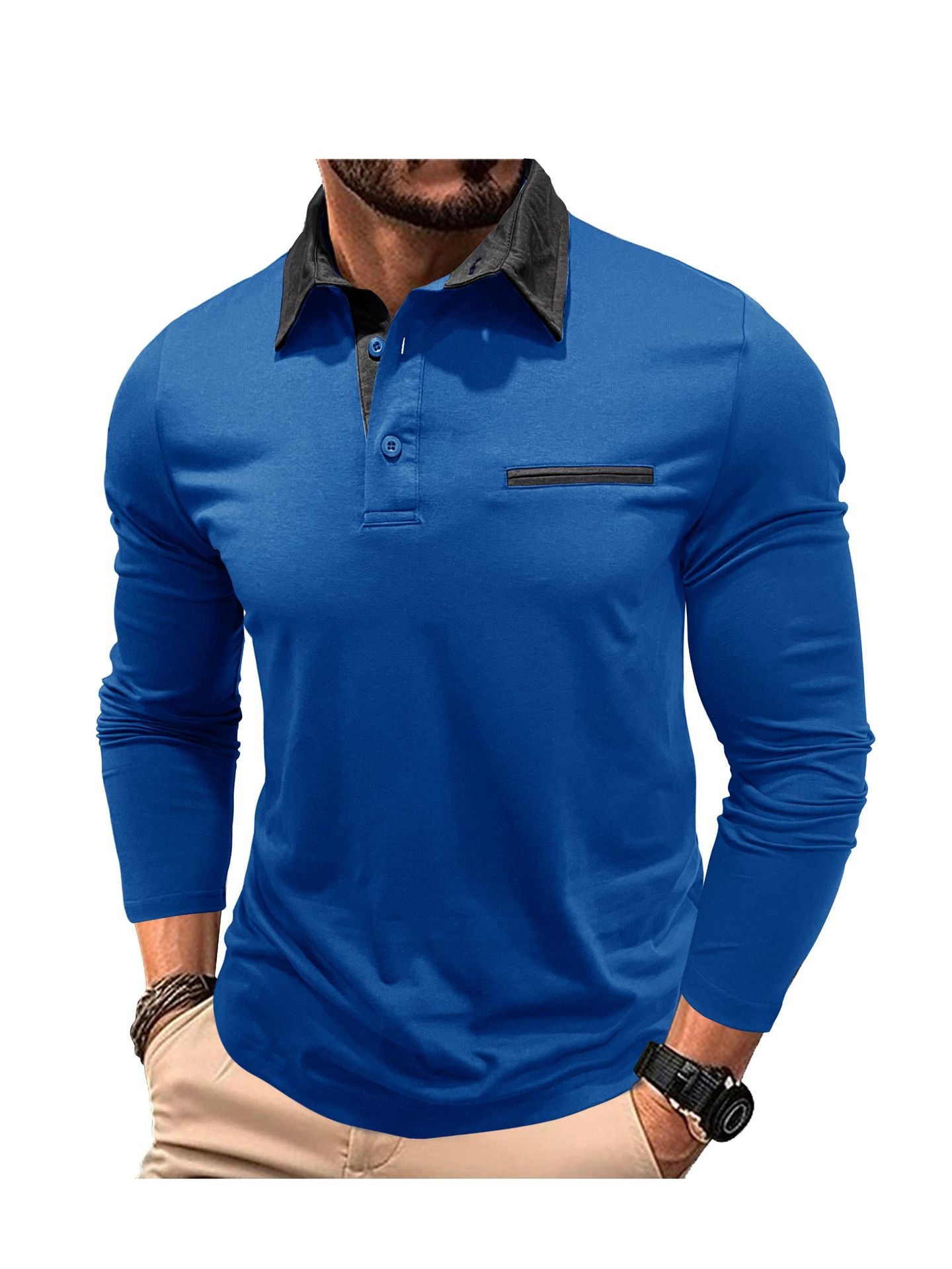 Herren Poloshirt Modern Kragen Taschen Elegant