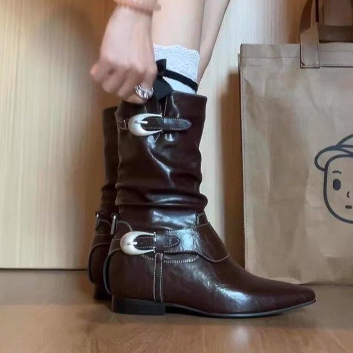 Damen Stiefel Gerafft Dekorativ Winter Mode
