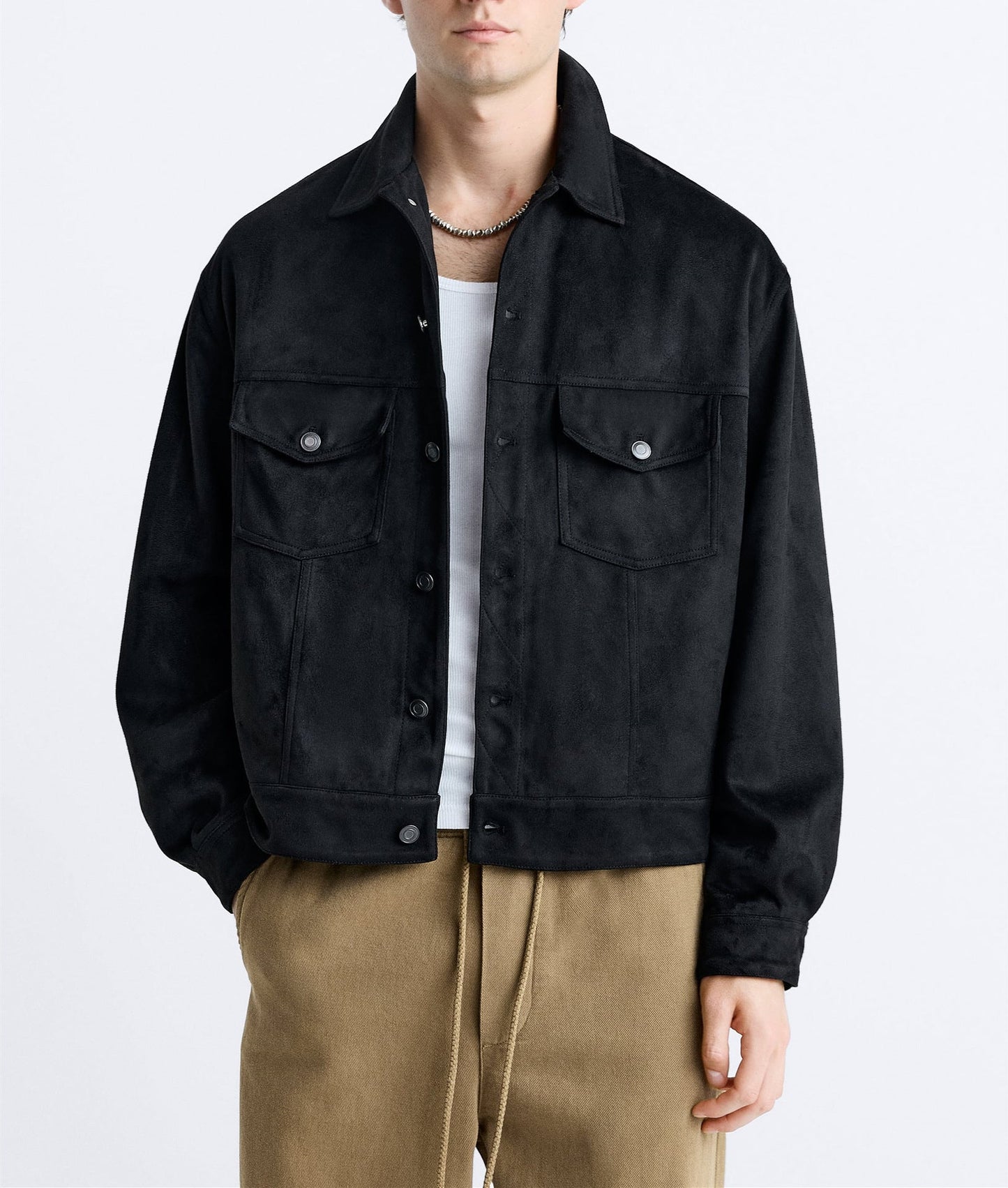 Herren Lederjacke Lässig Wildleder Modern Schnitt