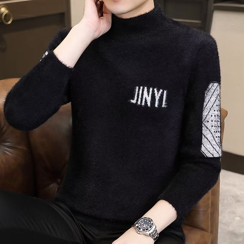 Eleganter Herren Strickpullover Modern Schwarz