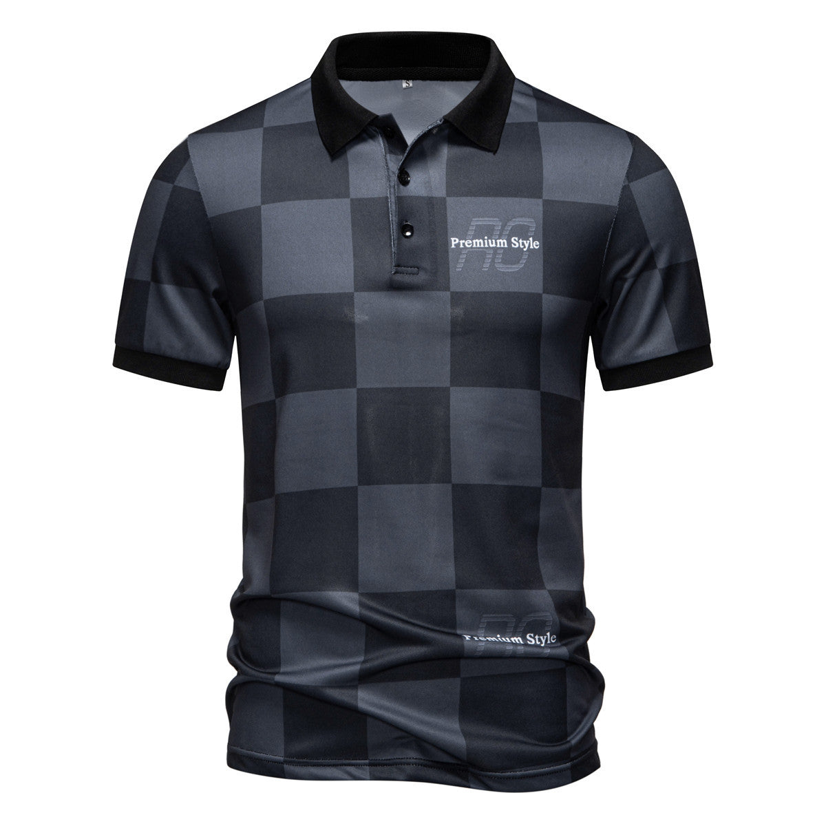 Herren Polo-Shirt Kariert Moderner Kragen SlimFit