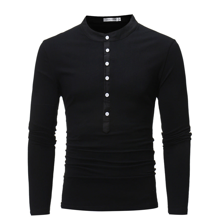 Herren Hemd Langarm Stehkragen Modern Knopfdesign