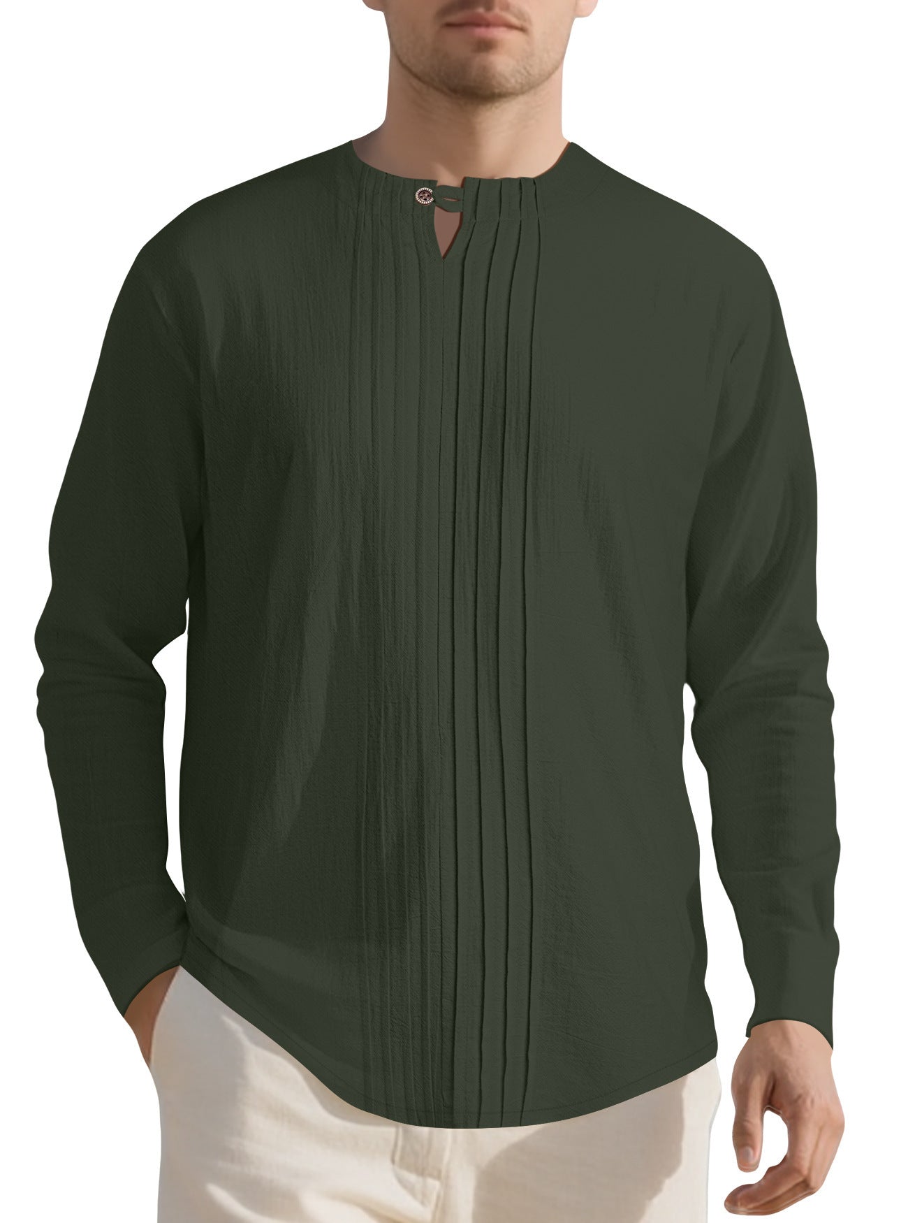 Herren Hemd Langarm Elegant mit Stehkragen Modern