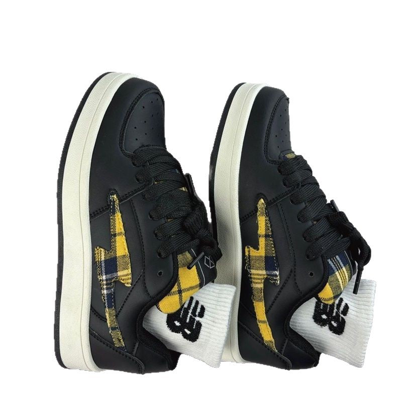 Damen Sneaker Kariert Bequem Gepolstert