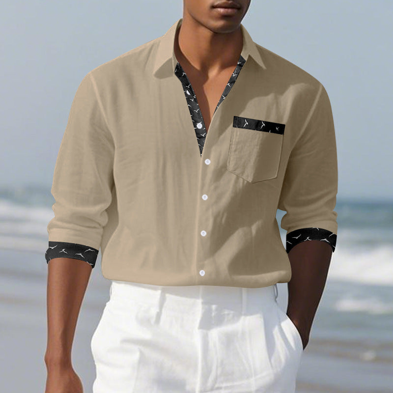 Herren Hemd Langarm Modern mit Kontrastdetails