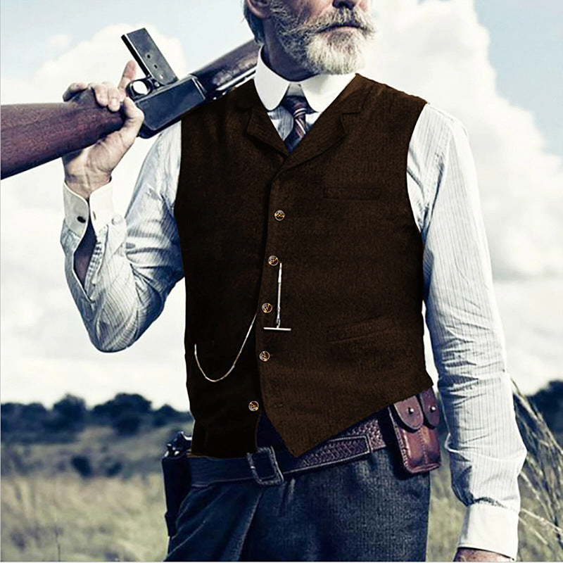 Herren Weste Elegant mit Knöpfen und Taschen Modern