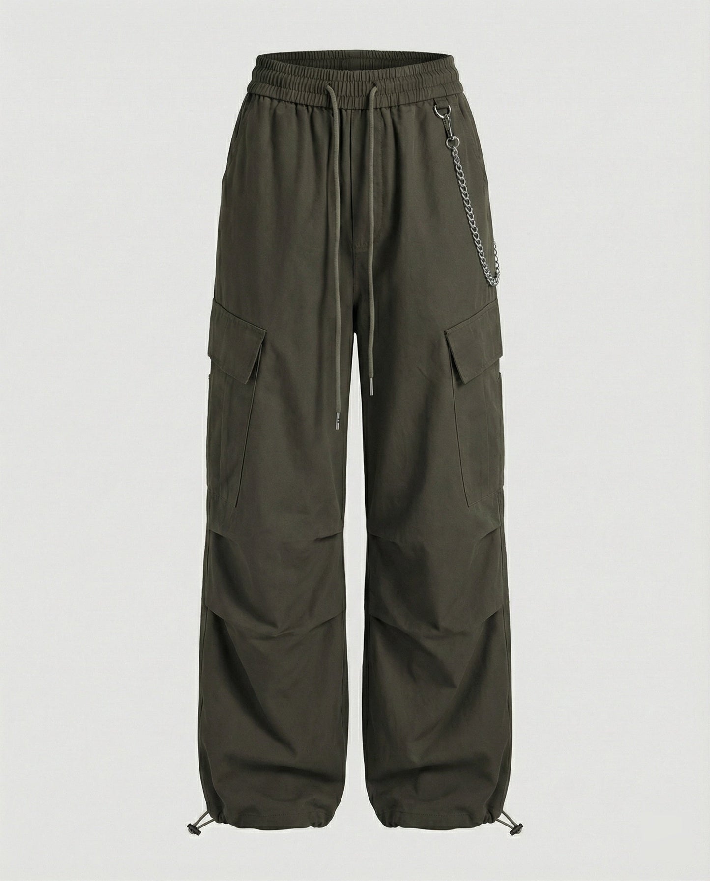 Damen Cargo-Hose Weit Bequem mit Kordelzug und Saumverstellung