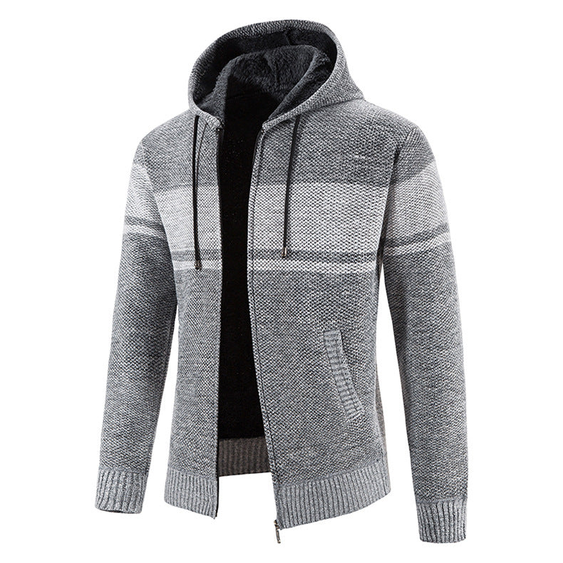 Herren Strickjacke Kapuze Strukturiert Modern