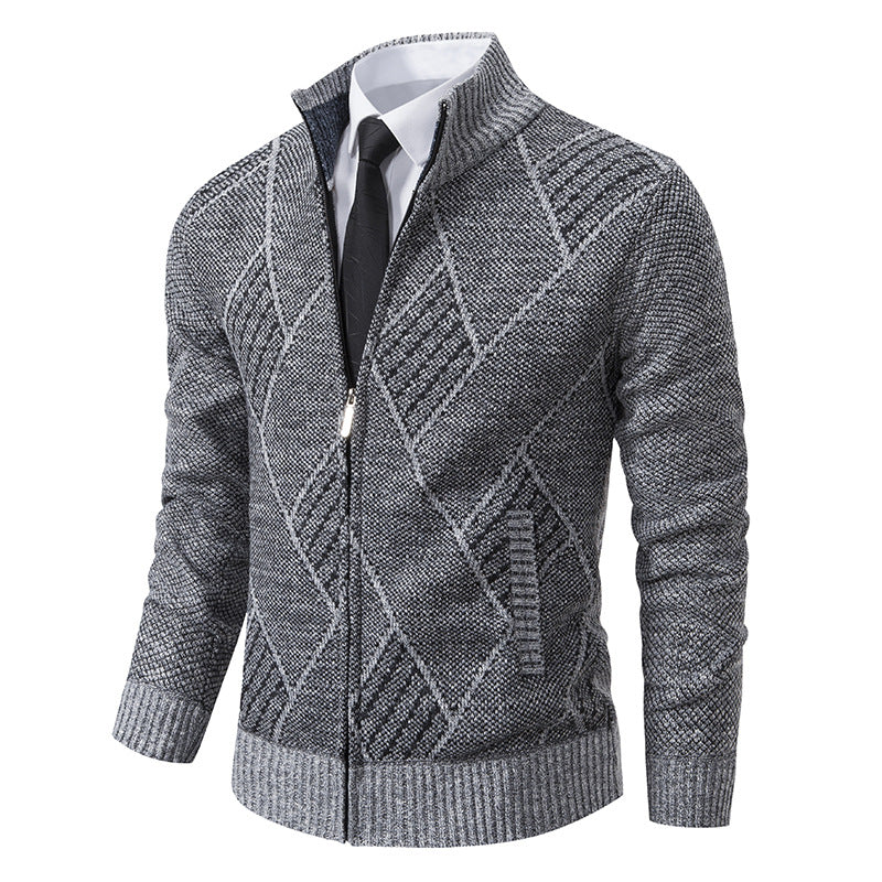 Herren Strickjacke Slim Fit Modern Muster