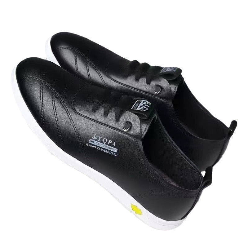 Herren Leder Sneaker Bequem Rutschfest Schwarz