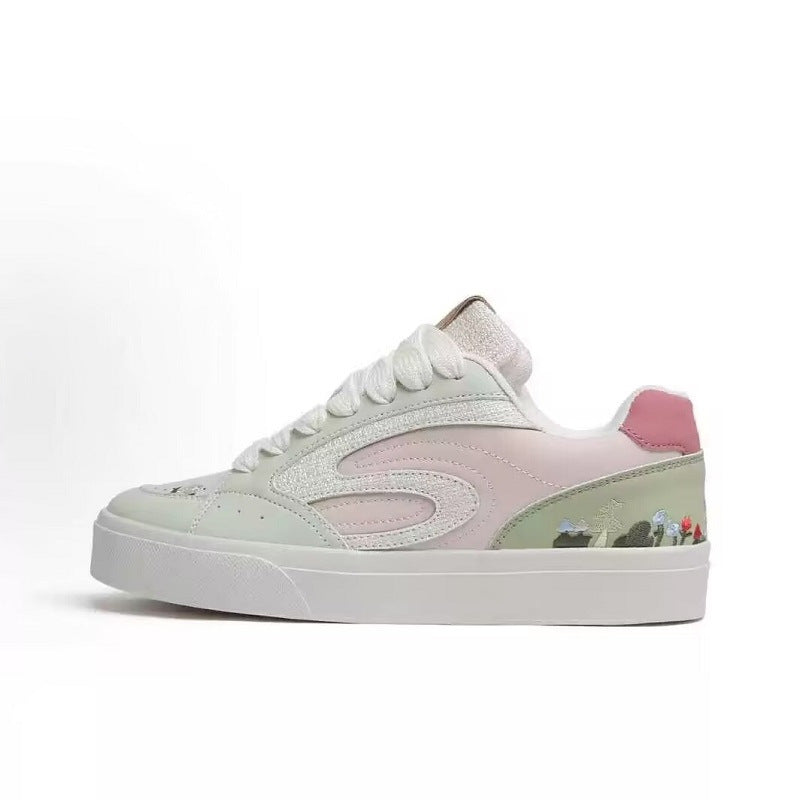 Damen Sneaker Floralmuster Dicksohle Mode