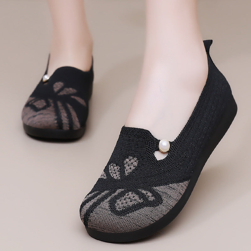 Damen Ballerinas Elegant mit Blumenmuster Komfort