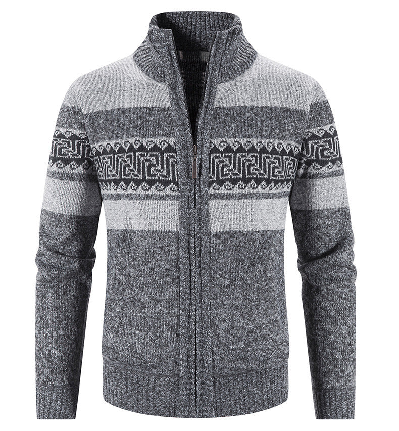 Herren Strickjacke Gemütlich Mit Kapuze Grau