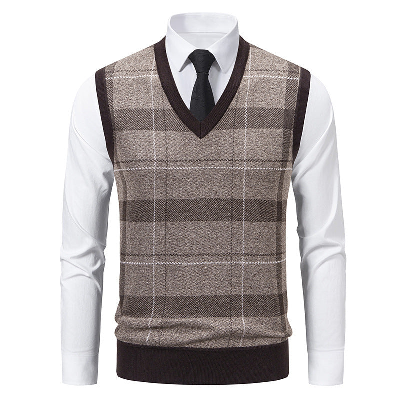 Herren Strickweste Karomuster Modern Trendy