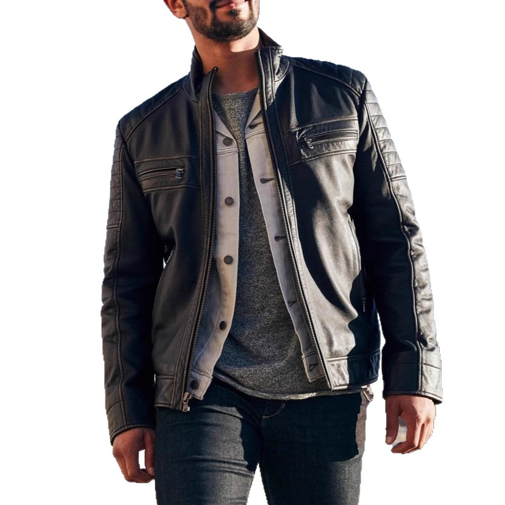 Leder Bikerjacke Herren Schwarz Stilvoll