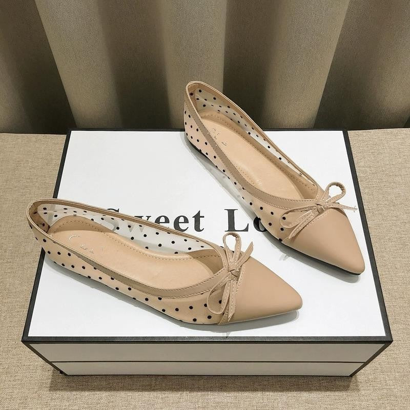 Damen Ballerinas Elegante Slipper Mit Schleife