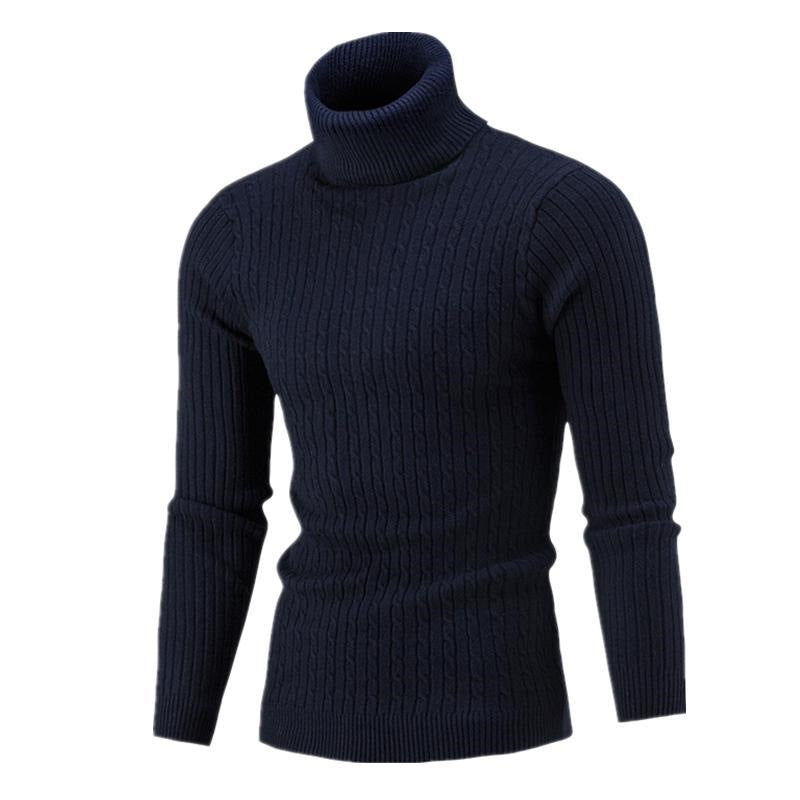 Herren Rollkragenpullover Struktur Zopfmuster Modern