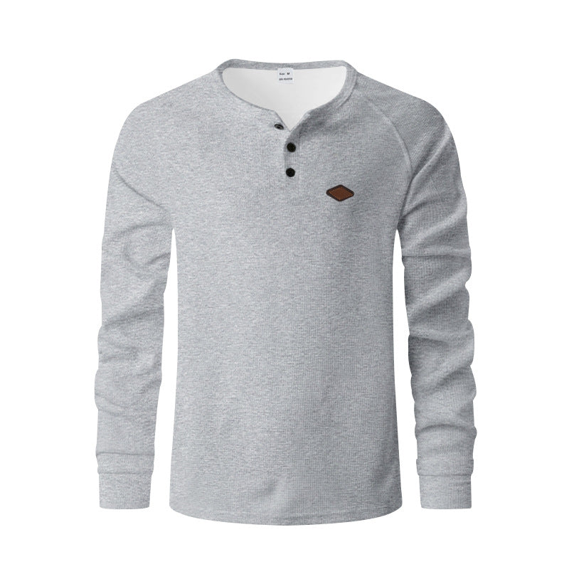 Herren Langarmshirt Weich Baumwolle Modern Knöpfe
