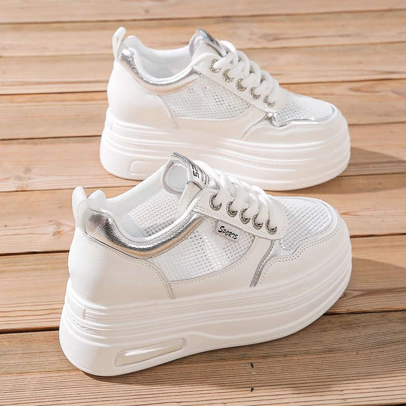 Damen Plateau Sneaker atmungsaktiv mit Mesh Obermaterial