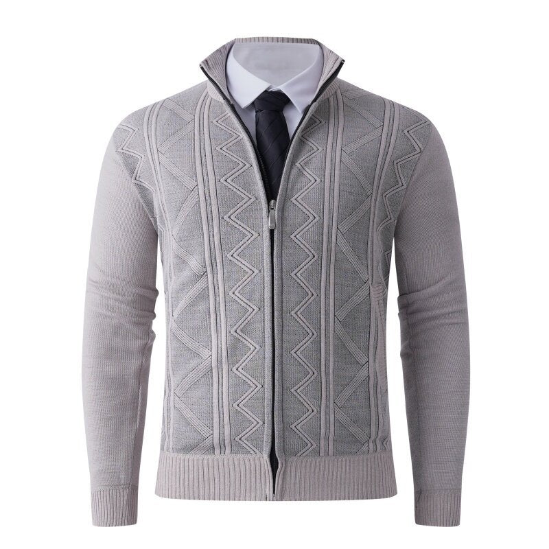 Herren Strickjacke Modern mit Reißverschluss und Textur
