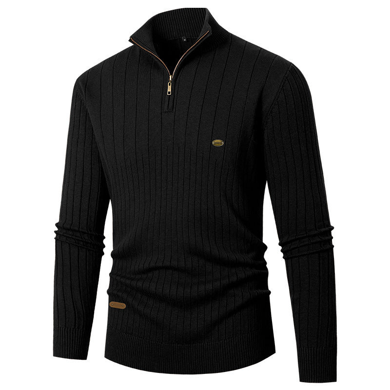 Herren Pullover mit Reißverschluss und feinem Rippdesign BerlinGlamour