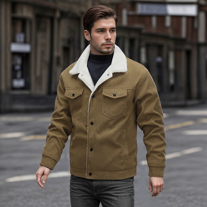 Herren Oberjacke Warm Mit Taschen Modisch