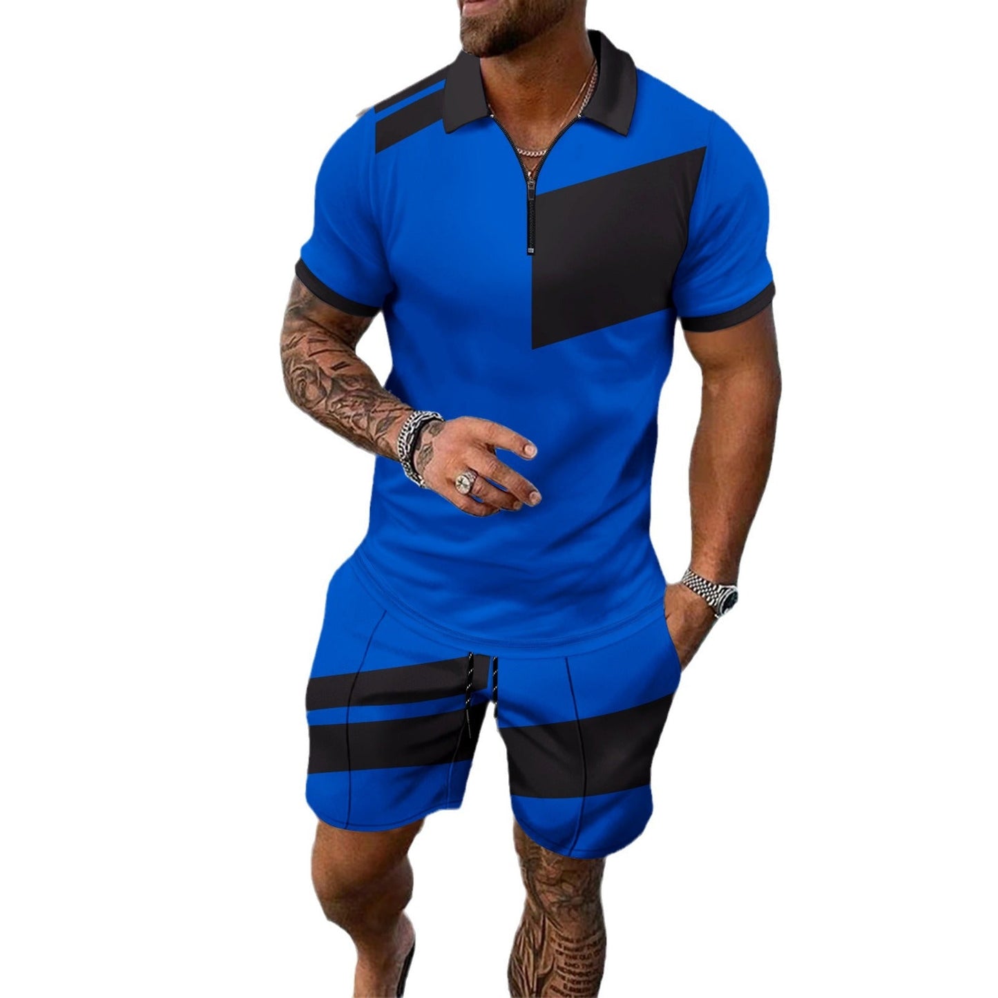 Herren Freizeitset Sportlich Modern mit Kurzzipper
