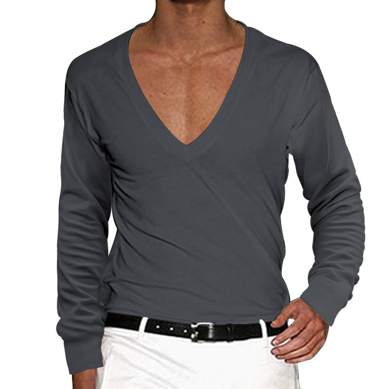 Herren Langarmshirt Lässig V-Ausschnitt Modern