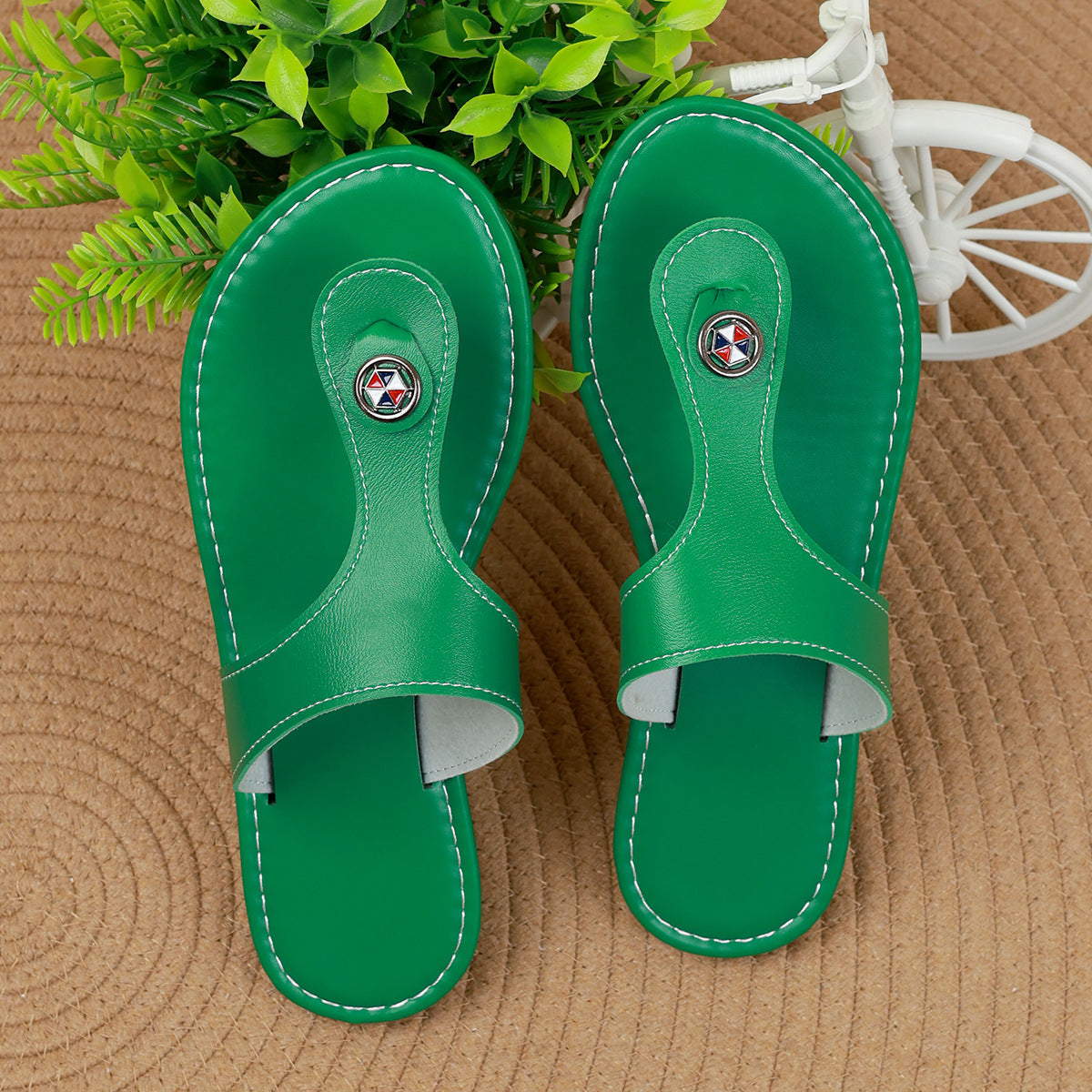 Damen Pantoletten Elegante Schuhe mit Dezentem Schmuck
