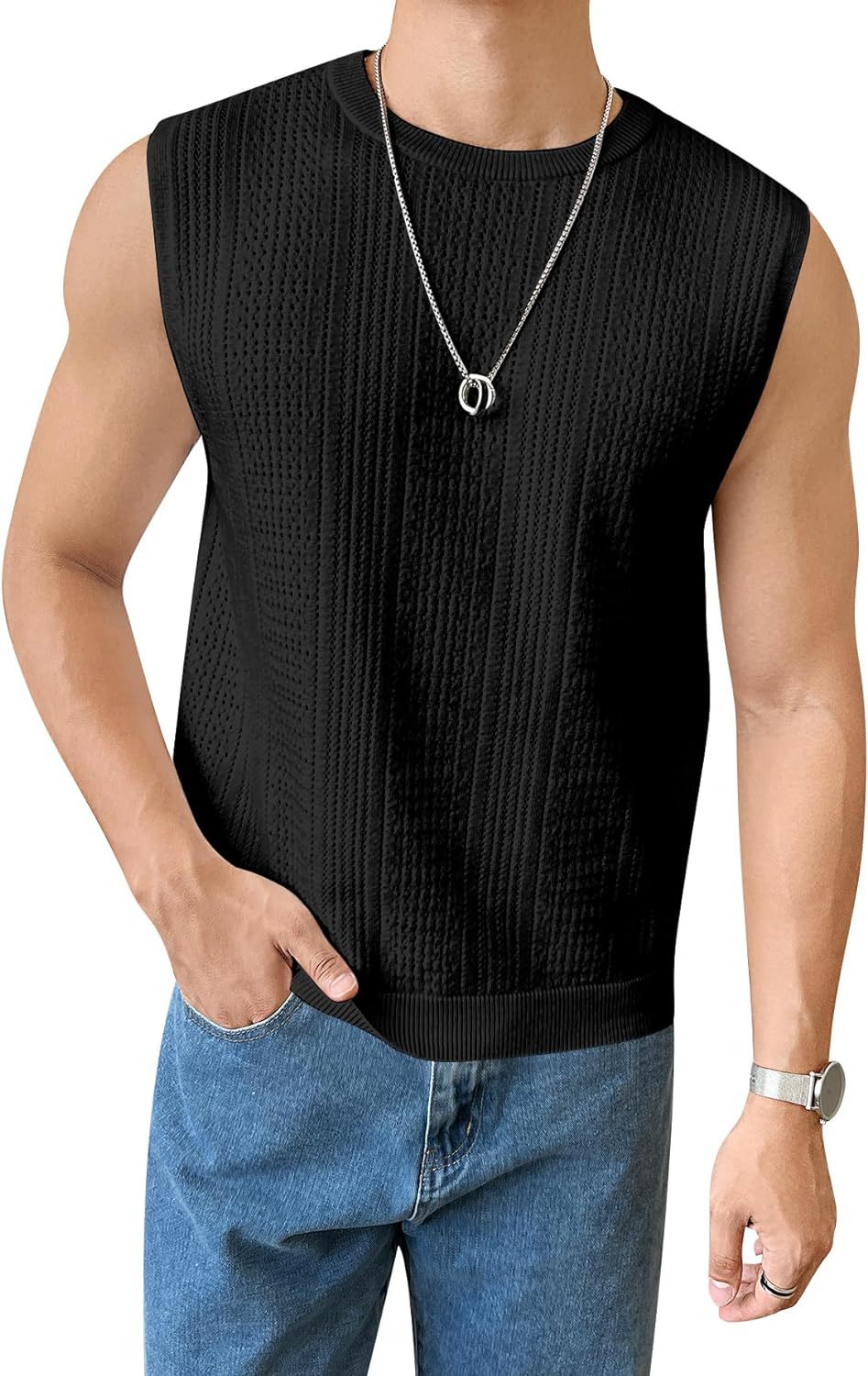 Herren Stricktop Lässig Mit Lochmuster Modern