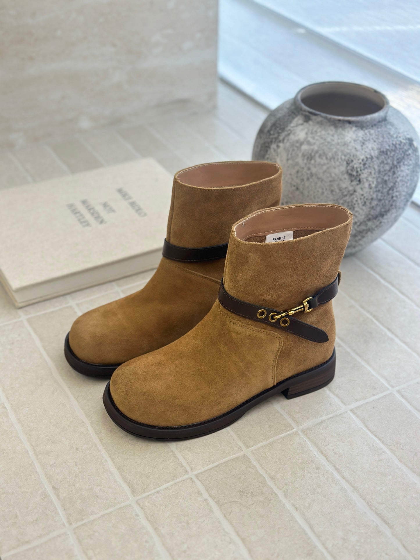 Damen Chelsea Boots Lederoberfläche Modisch Schnalle Hochwertig