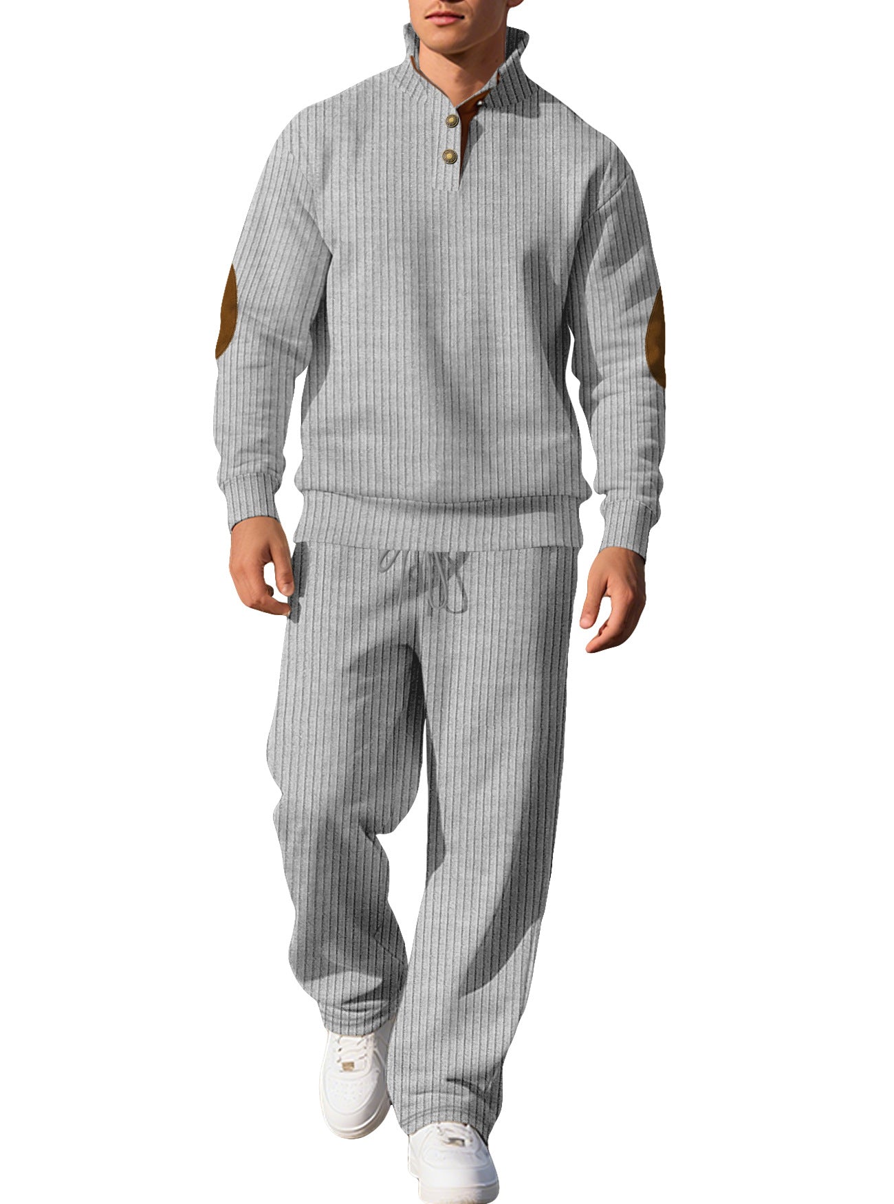 Herren Strickpullover Modern mit Lederdetails Klassisch