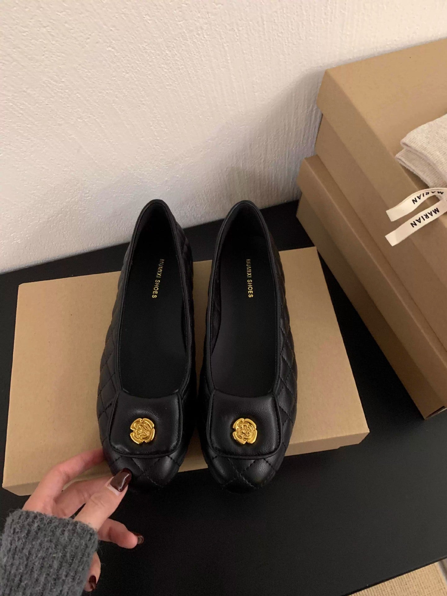 Damen Ballerinas Elegante Schuhe Klassisch Mit Zierborte