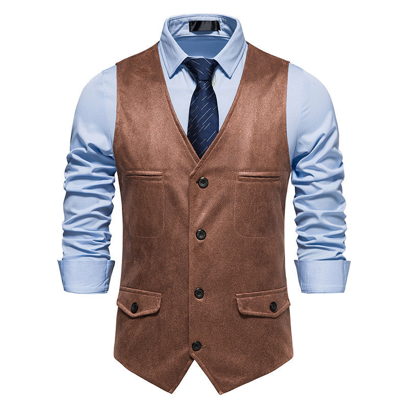 Lederweste Herren Elegant mit Taschen Schwarz Modern