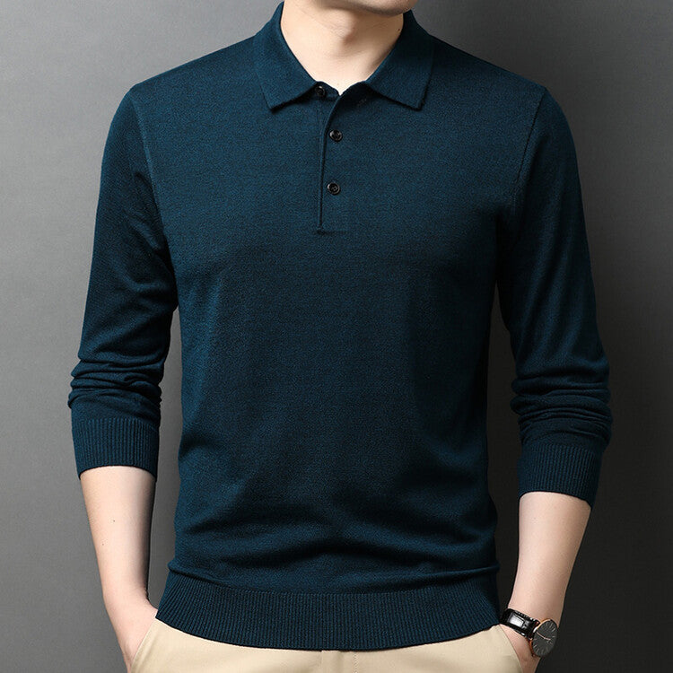 Eleganter Herren Strickpullover Polokragen Modern